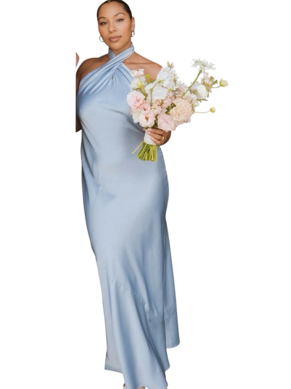 Show Me Your Mumu Jasmine Halter Maxi Dress Womens XS Steele Blue Luxe Satin - Picture 15 of 15